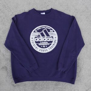 Vintage ADIDAS Sweatshirt Men 2XL Navy Blue Logo Graphic Pullover Crew Neck USA